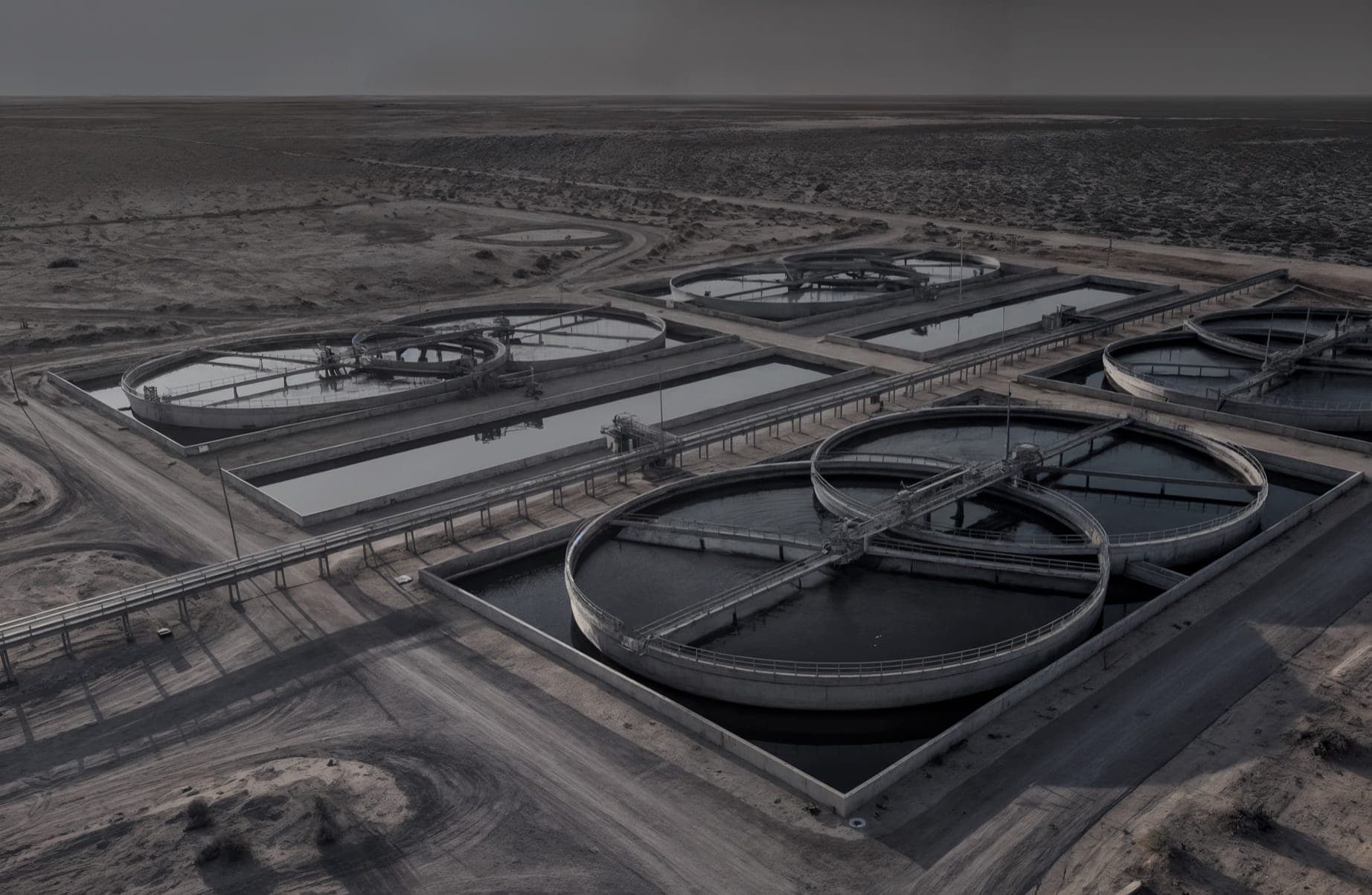 Aerial view of a water treatment facility